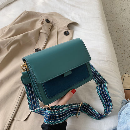 2019 autumn new small square bag simple women's bag personality ethnic style ribbon contrasting color one shoulder diagonal women's bag - KuzuSHOP