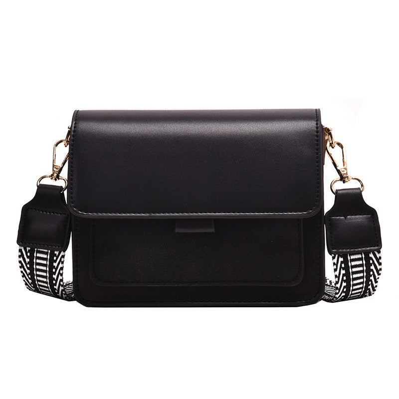 2019 autumn new small square bag simple women's bag personality ethnic style ribbon contrasting color one shoulder diagonal women's bag - KuzuSHOP