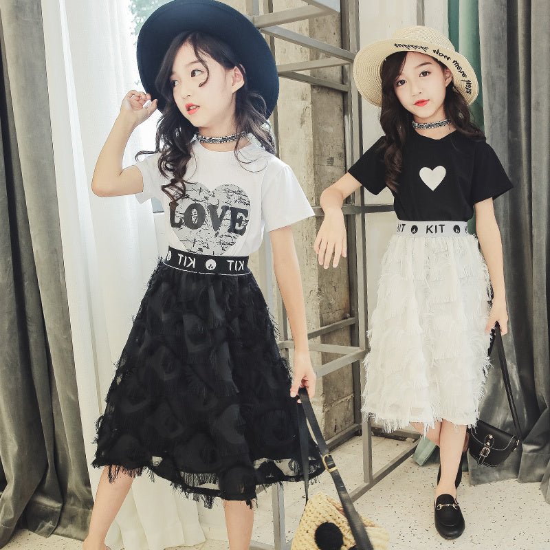 Girls summer dress net red suit skirt - KuzuSHOP