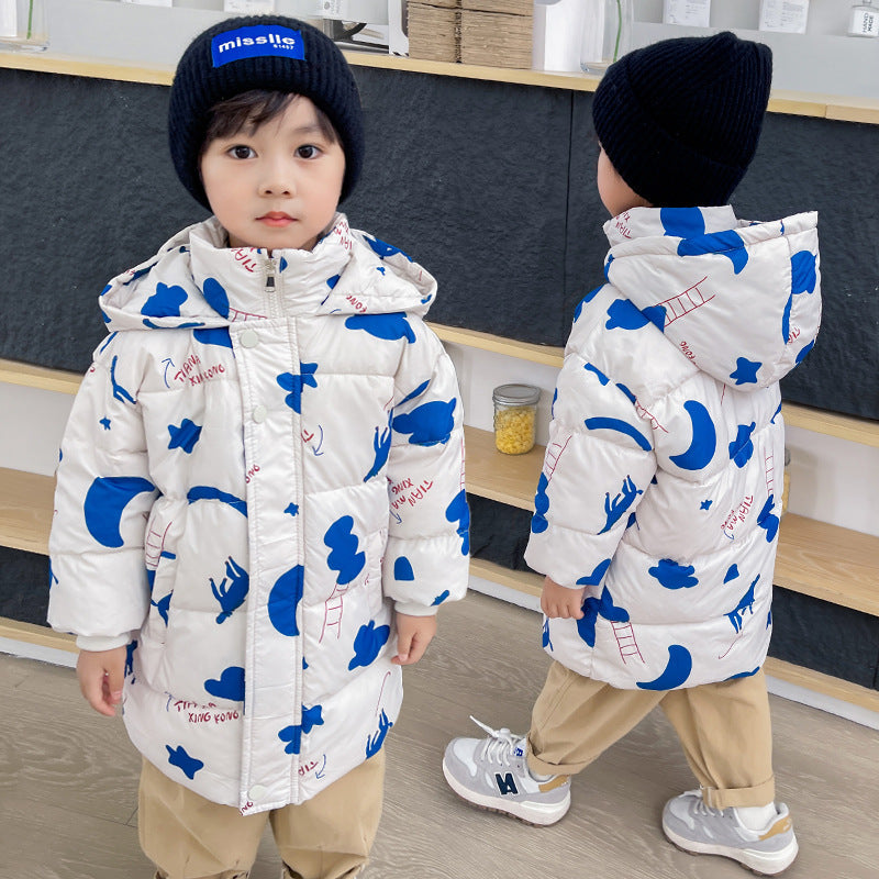New Style Children's Down Jacket Middle Long Cute Thickened Cotton - KuzuSHOP