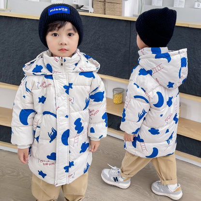 New Style Children's Down Jacket Middle Long Cute Thickened Cotton - KuzuSHOP