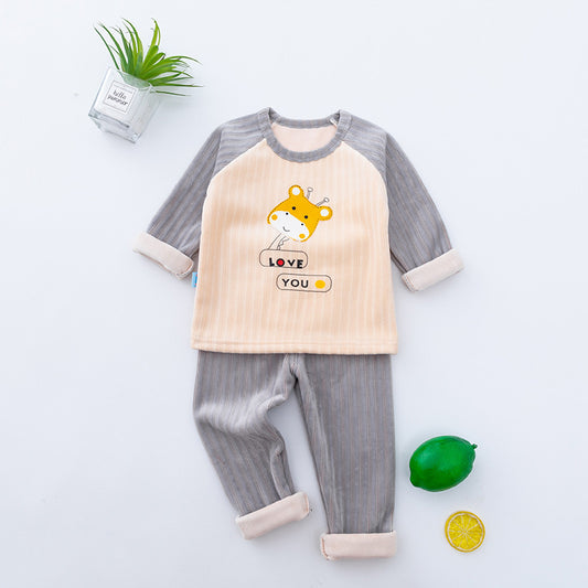 Autumn And Winter Thickened Children's Thermal Underwear Set - KuzuSHOP
