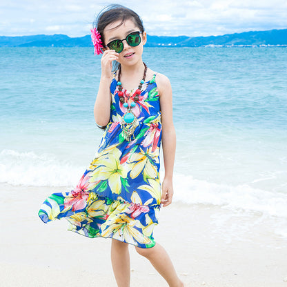 Sweet sling chiffon girls beach dress - KuzuSHOP