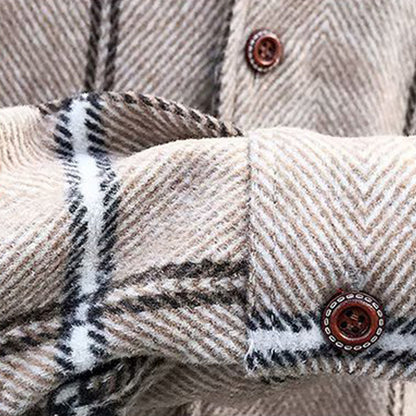 Fashion All-Match Retro Male Woolen Plaid Trench Coat