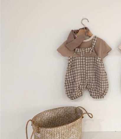 Summer Style Men'S And Women'S Baby Infant Plaid Overalls Bloomers Climbing Clothes Bag Fart Clothes - KuzuSHOP