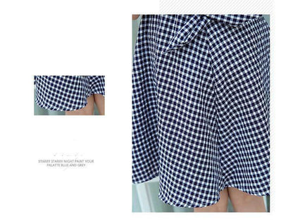 Summer Plaid Korean Style Big kids Children Girls Summer Western Style Princess Skirt - KuzuSHOP
