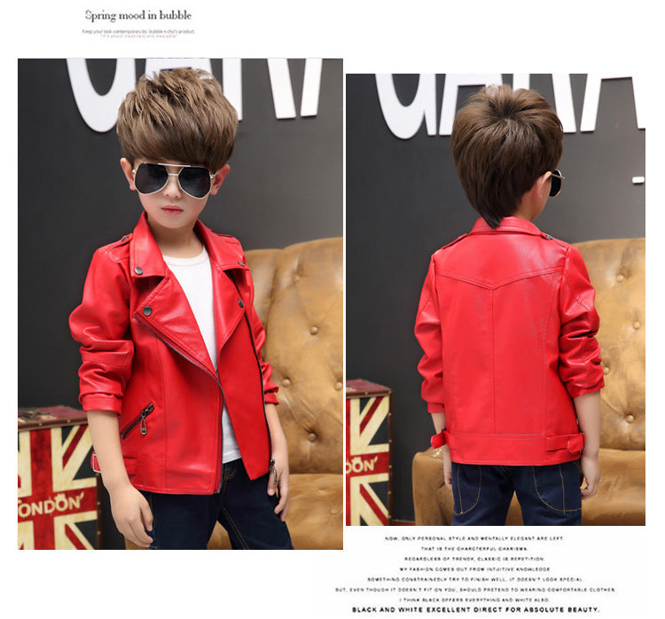 Girls And Boys Korean Children's Leather Jackets - KuzuSHOP