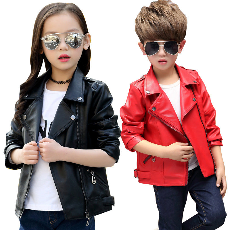 Girls And Boys Korean Children's Leather Jackets - KuzuSHOP