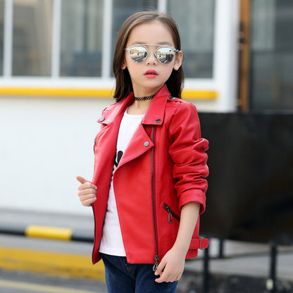 Girls And Boys Korean Children's Leather Jackets - KuzuSHOP