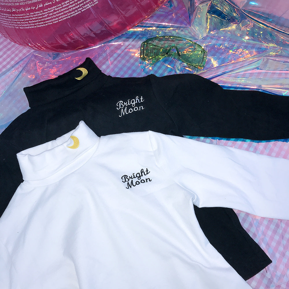 Girl Heart Moon Embroidery Soft Girl Senior Autumn Winter Long Sleeve Top