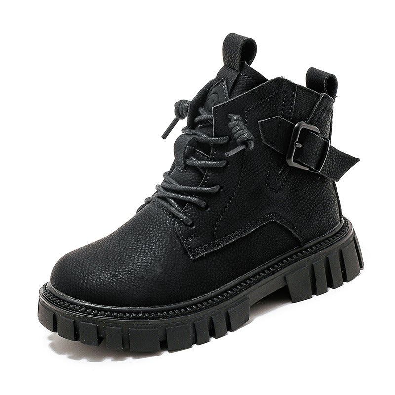 Boy Martin Boots Children Plus Fleece Shortautumn And Winter - KuzuSHOP