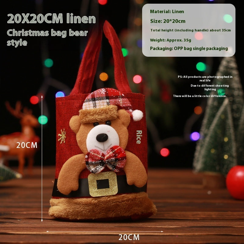 Christmas Candy Gift Tote Bag For Kids, Snowman Bear Handbag, Small Christmas Tree Decoration Bags - KuzuSHOP