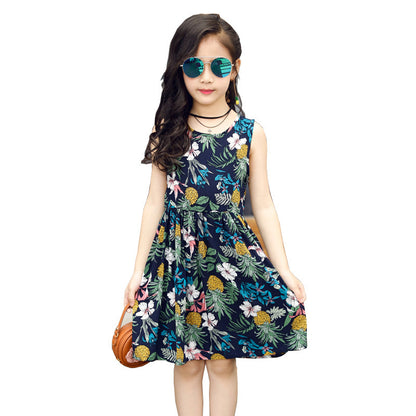 Girls' Rayon Breathable Print Beach Dress - KuzuSHOP