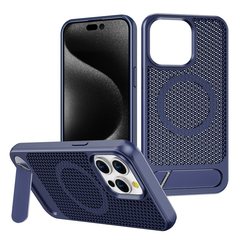 Bracket Phone Case Suitable Grid Cooling Magnetic Suction - KuzuSHOP