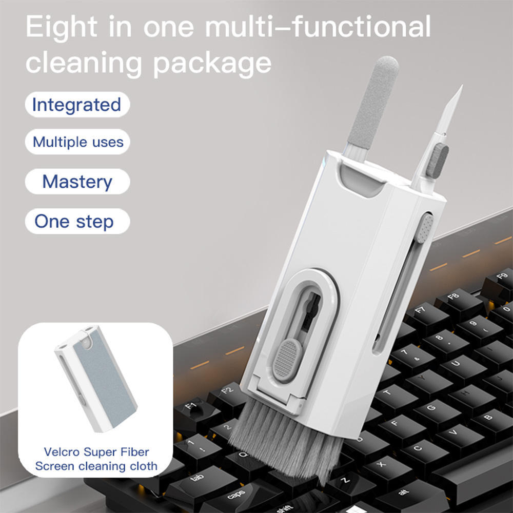 8 In 1 Multifunctional Swipe Clean Dust Keyboard Phone Screen Lens Earbuds Sponge Cleaning Brush Kit Set - KuzuSHOP