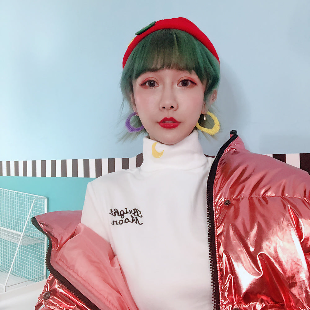 Girl Heart Moon Embroidery Soft Girl Senior Autumn Winter Long Sleeve Top