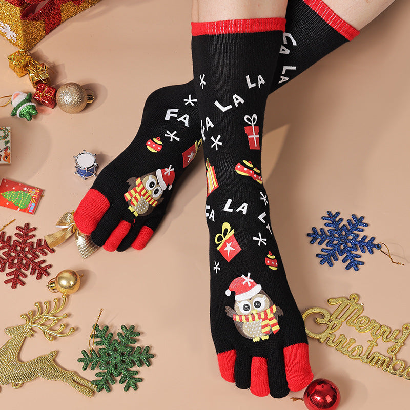 Cute Christmas Five-finger Socks Winter Elastic Sweat-absorbent Split-toe Socks For Women - KuzuSHOP
