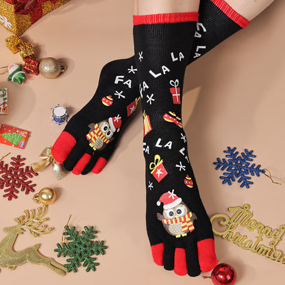Cute Christmas Five-finger Socks Winter Elastic Sweat-absorbent Split-toe Socks For Women - KuzuSHOP
