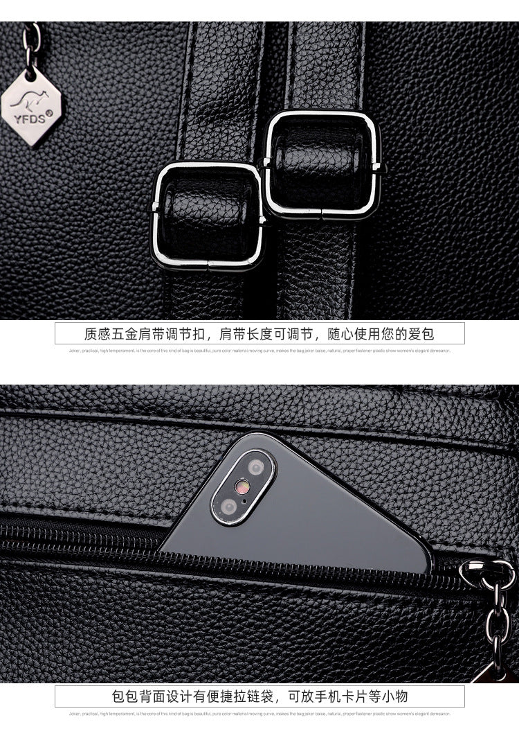 Backpack women's Korean version 2024 new fashion women's casual schoolbag soft leather simple backpack versatile fashion women's bag - KuzuSHOP