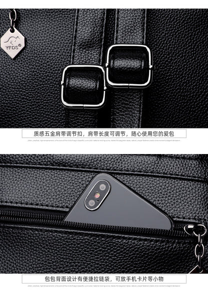 Backpack women's Korean version 2024 new fashion women's casual schoolbag soft leather simple backpack versatile fashion women's bag - KuzuSHOP