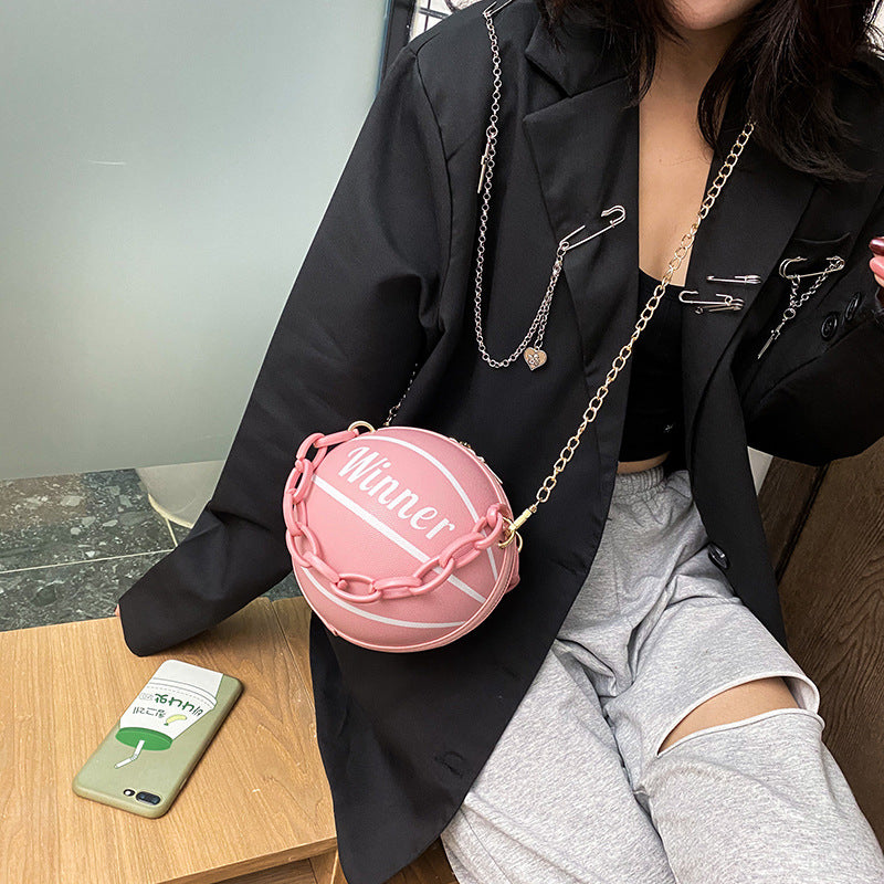 Bags for women, super hot ins personality basketball bag, new popular versatile shoulder crossbody bag, Korean style small round bag