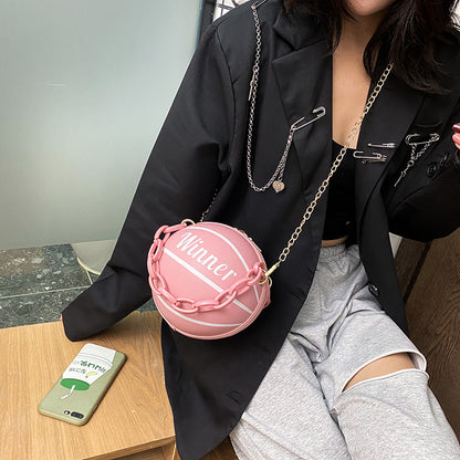 Bags for women, super hot ins personality basketball bag, new popular versatile shoulder crossbody bag, Korean style small round bag