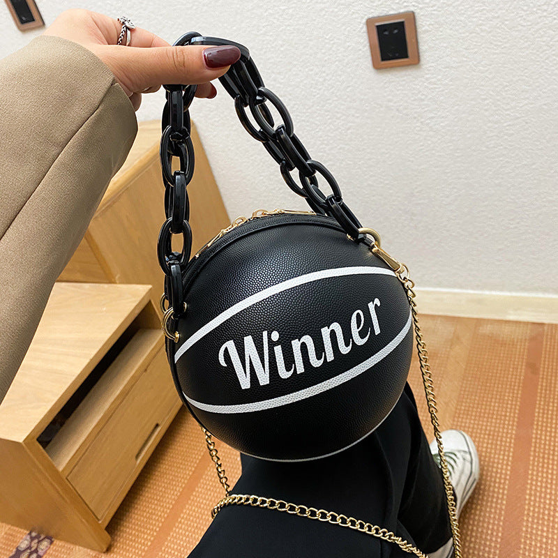 Bags for women, super hot ins personality basketball bag, new popular versatile shoulder crossbody bag, Korean style small round bag