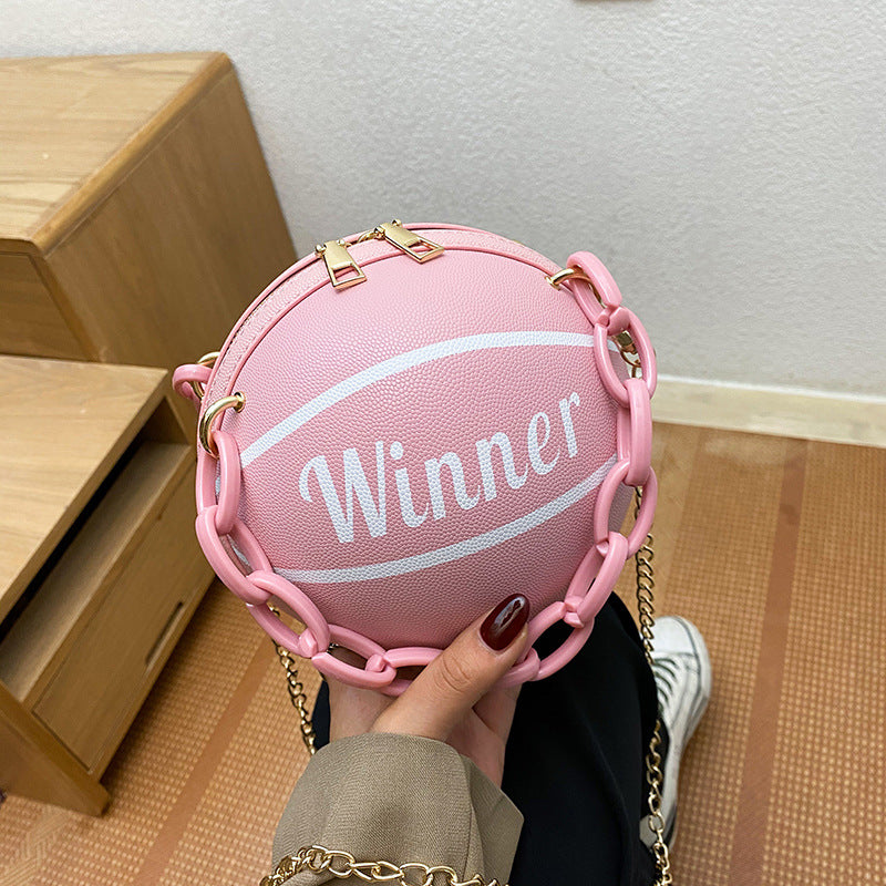 Bags for women, super hot ins personality basketball bag, new popular versatile shoulder crossbody bag, Korean style small round bag