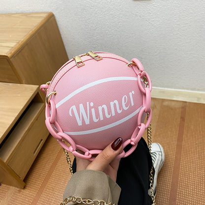 Bags for women, super hot ins personality basketball bag, new popular versatile shoulder crossbody bag, Korean style small round bag