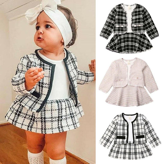 Long-sleeved Dresses Two-piece Children's Baby Small Incense Wind Suit - KuzuSHOP