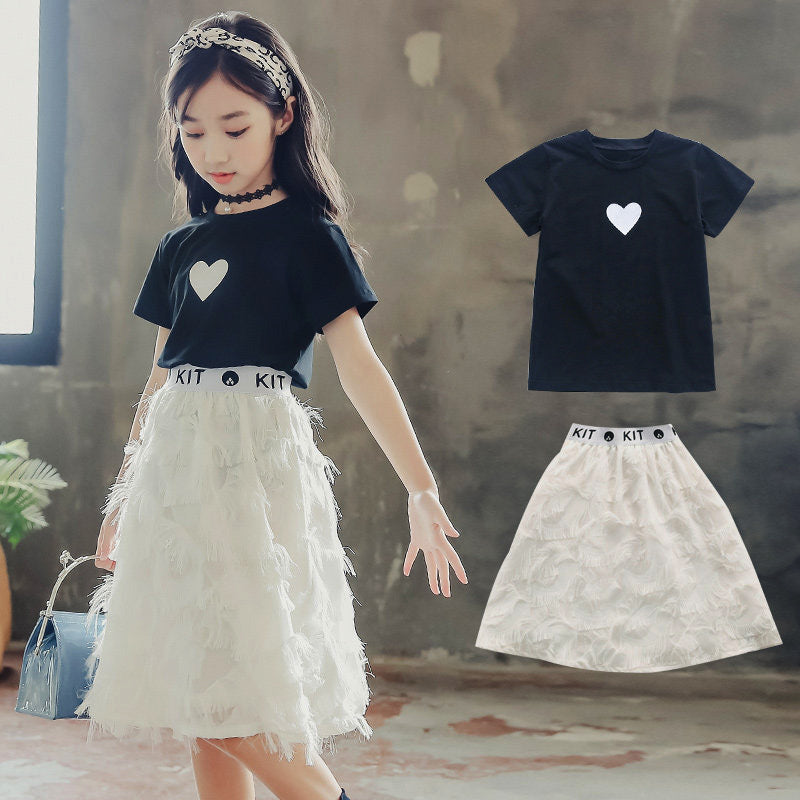 Girls summer dress net red suit skirt - KuzuSHOP