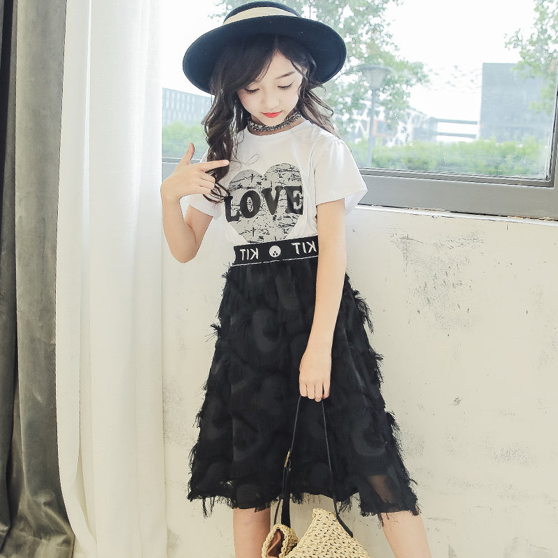 Girls summer dress net red suit skirt - KuzuSHOP