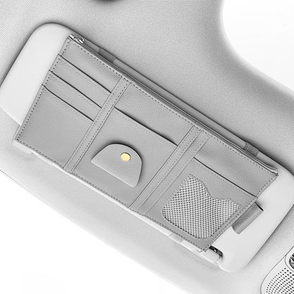Car Sun Visor Organizer Storage Holder Full Leather Wrap - KuzuSHOP