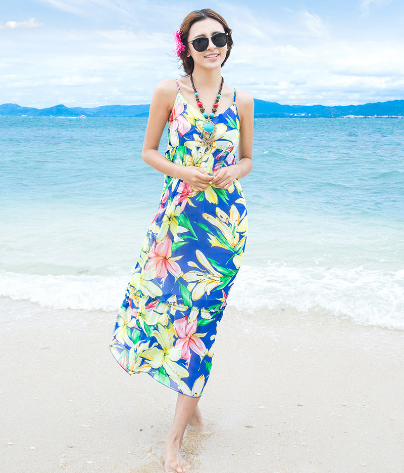 Sweet sling chiffon girls beach dress - KuzuSHOP