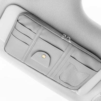 Car Sun Visor Organizer Storage Holder Full Leather Wrap - KuzuSHOP