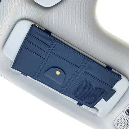 Car Sun Visor Organizer Storage Holder Full Leather Wrap - KuzuSHOP