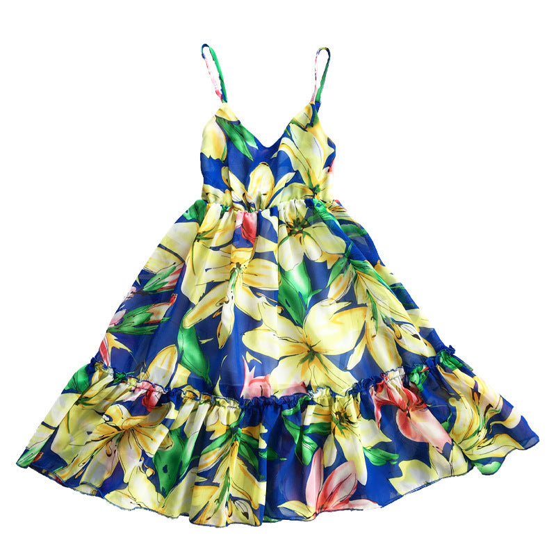 Sweet sling chiffon girls beach dress - KuzuSHOP