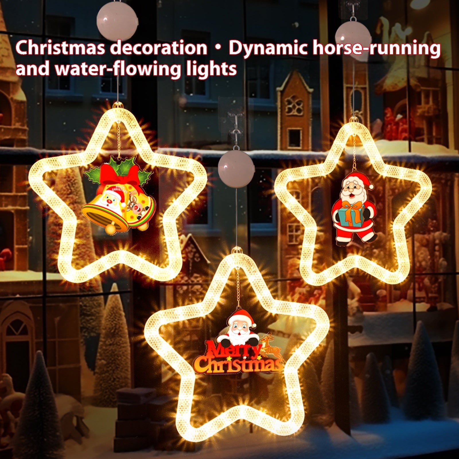 Christmas Pendant Decoration Christmas Atmosphere Led Lights Led Christmas Star Light Decoration For Window Door For Holiday - KuzuSHOP