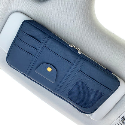 Car Sun Visor Organizer Storage Holder Full Leather Wrap - KuzuSHOP