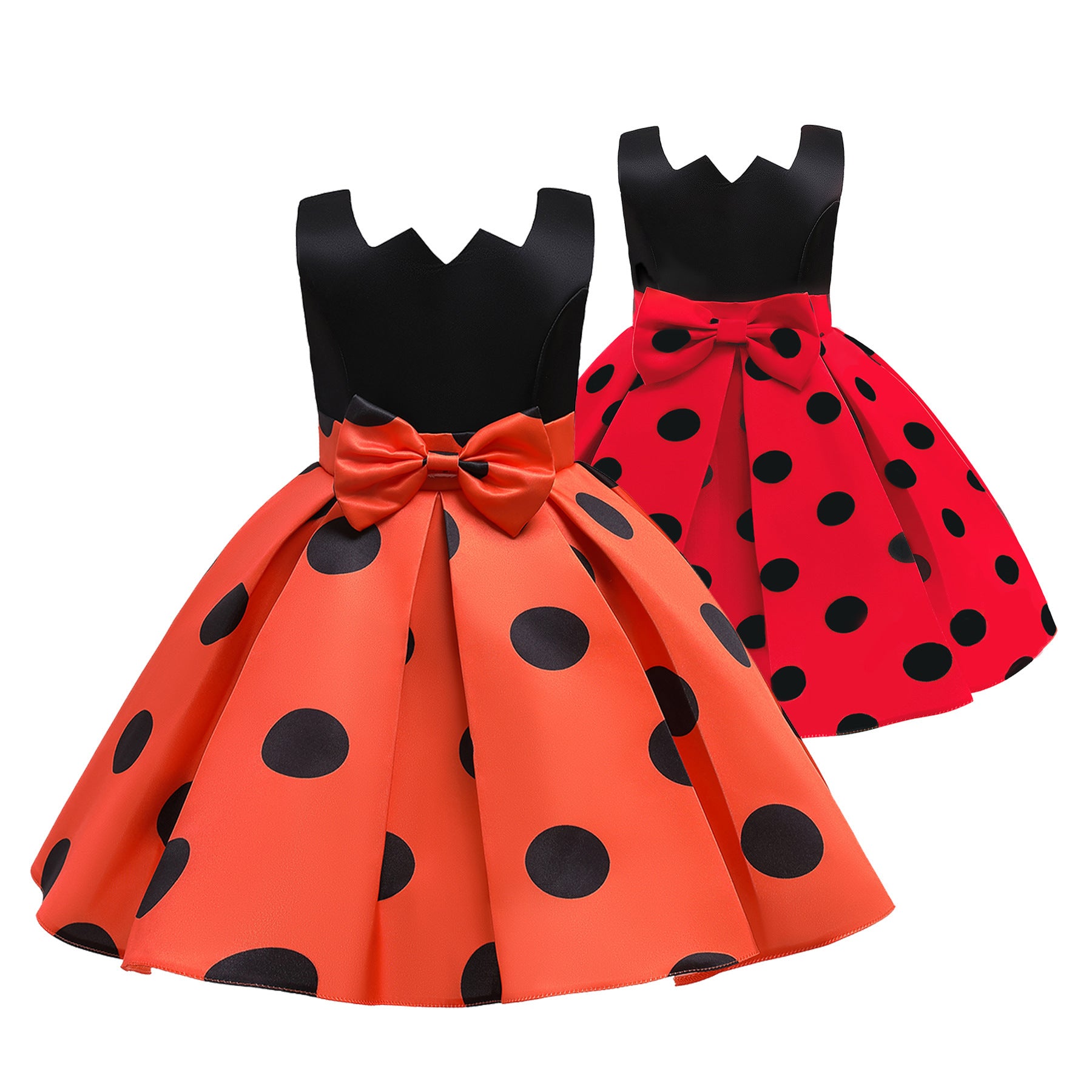 Princess Skirt Polka Dot Print Bowknot Kids Skirt - KuzuSHOP