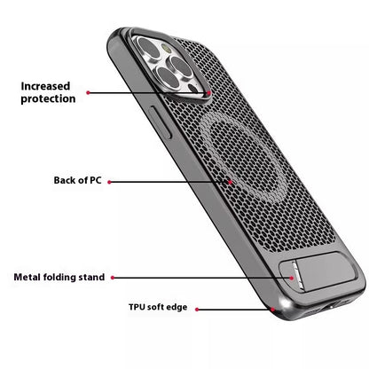 Bracket Phone Case Suitable Grid Cooling Magnetic Suction - KuzuSHOP
