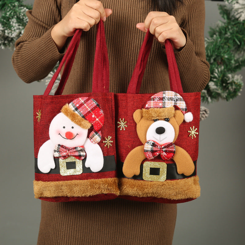 Christmas Candy Gift Tote Bag For Kids, Snowman Bear Handbag, Small Christmas Tree Decoration Bags - KuzuSHOP