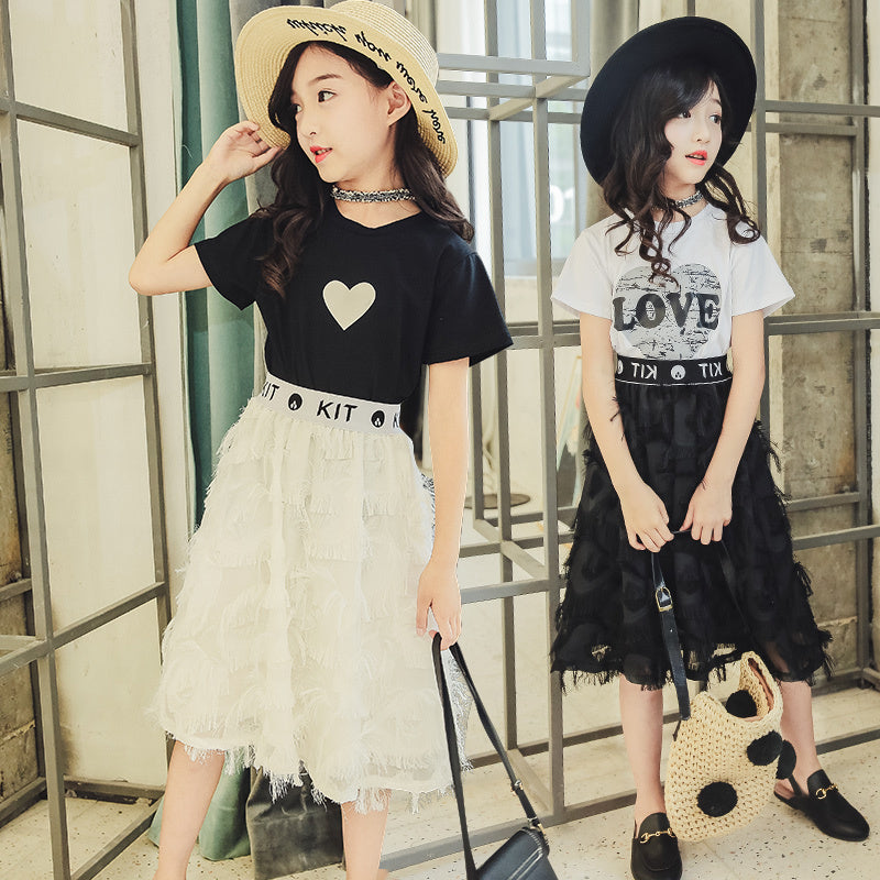 Girls summer dress net red suit skirt - KuzuSHOP
