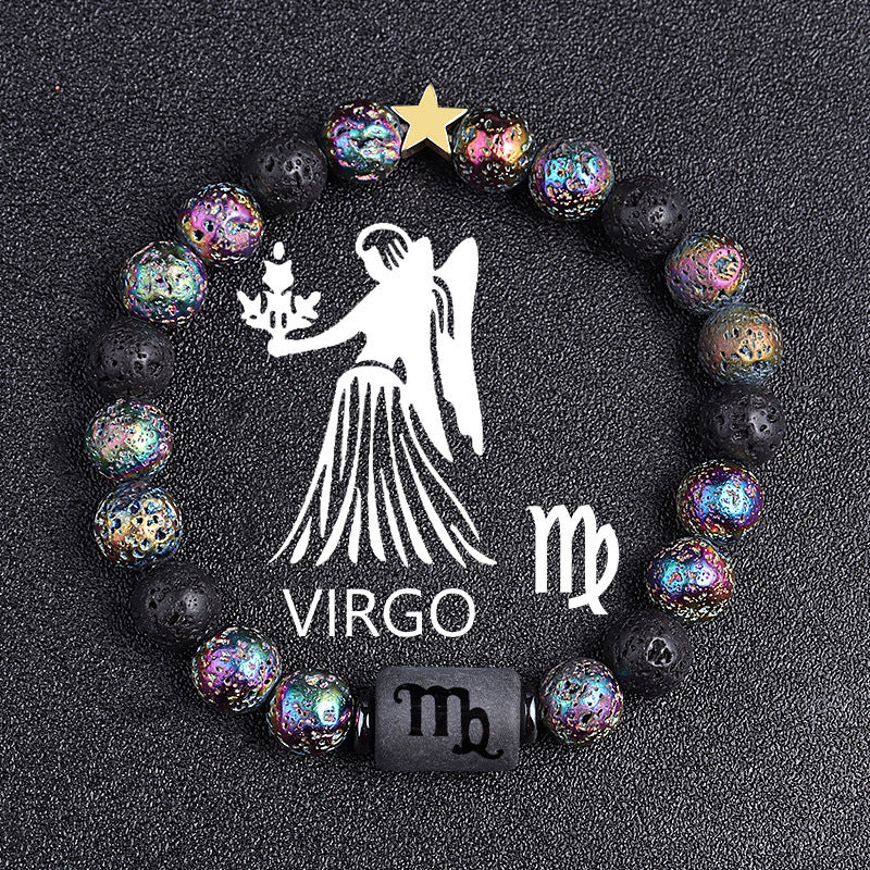 European And American Twelve Constellation Natural Stone Beaded Bracelet - KuzuSHOP