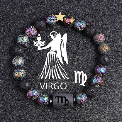 European And American Twelve Constellation Natural Stone Beaded Bracelet - KuzuSHOP