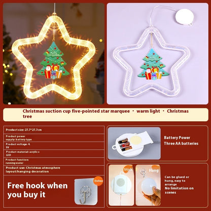 Christmas Pendant Decoration Christmas Atmosphere Led Lights Led Christmas Star Light Decoration For Window Door For Holiday - KuzuSHOP
