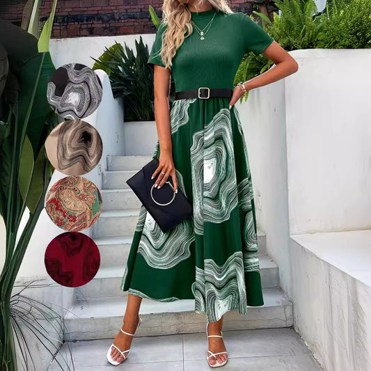 Elegant Graceful Printing Stitching Dress - KuzuSHOP