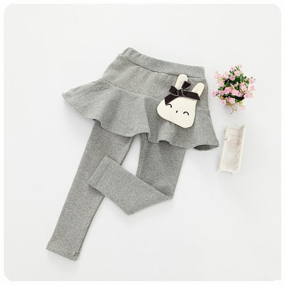 Children's Fake 2 Girls Leggings Cotton Lace Skirt Pants - KuzuSHOP