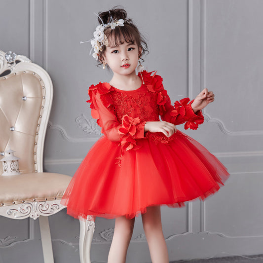 Girls' dresses long-sleeved princess dress - KuzuSHOP