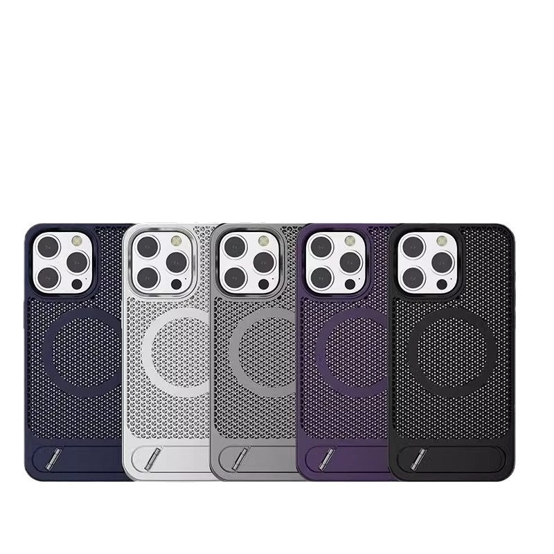 Bracket Phone Case Suitable Grid Cooling Magnetic Suction - KuzuSHOP
